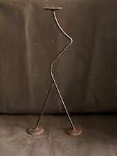 OLD VINTAGE HANDMADE RUSTIC UNIQUE SQUIGGLI SHAPE STATUE CANDLE STAND HOLDER. picture