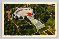 c1937 Linen Postcard Arlington VA Memorial Amphitheatre Aerial View picture