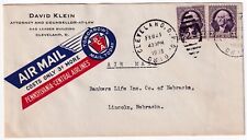 PCA AIRLINES LABEL ON AIRMAIL COVER CLEVELAND DPO 1938 picture