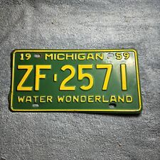 1959 Michigan License Plate ZF-2571 Water Wonderland picture