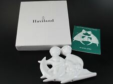 Haviland CHRISTMAS ORNAMENT Sculpture Sledding Angles White Vintage 1978 in Box picture