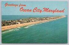 Vintage Postcard Greetings from Ocean City Maryland Aerial View Beach and Ocean picture