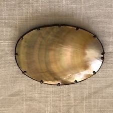 Vintage Metal Abalone Shell Belt Buckle Handmade Artisan Art to Wear Coastal picture