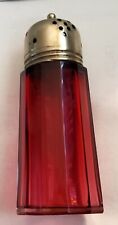 Pristine Antique Very Rare Cranberry Cut Glass Sugar Shaker With Silverplate Top picture