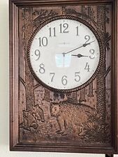 Howard Miller Clock carved bears 620-198 wood works clean 19.5
