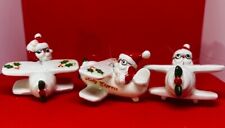 Fitz & Floyd Porcelain Christmas Santa Airplane Ornaments Lot/ 3 Unique Versions picture