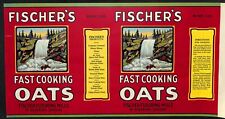 Scarce Fischer's Fast Cooking Oats Silverton Oregon Paper Label 3 LBS. c1920's picture