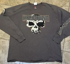 Harley Davidson Men’s Long Sleeve Tee Size XXL Grey Skull 2813 picture