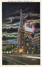 Postcard St. Patrick's Cathedral Rochester New York NY Night View picture