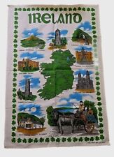 Vintage Linen Blend Dish Tea Towel Map Historic IRELAND 18