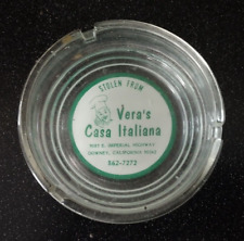 RARE Vintage VERA'S CASA ITALIANA RESTAURANT GLASS ASHTRAY DOWNEY CA LOS ANGELES picture