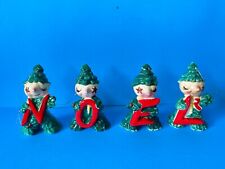 VTG Norcrest NOEL Holly Tree Pixie Elf Ornaments Christmas Japan Figurine Rare picture