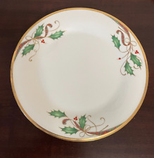 NEW Lenox Holiday Nouveau Gold Dinner Plate Holly Berries Plaid Ribbon Made USA picture