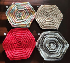 Handmade Crochet Vintage 1950 Hot Pads  Hexagon Shape Design Approx 8