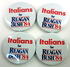 Lot of 4 Rare: ITALIANS for REAGAN BUSH ‘84 Vintage Political Pin back Button picture