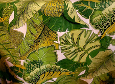 Alan J Naness South Wind Lrg Tropical Leaves Vat Color Scotchgard Fabric Vtg 70s picture