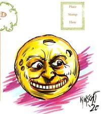 Halloween Matthew Kirscht Cat Placing The Moon Stars Hand Sketch #68 Postcard MK picture