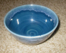 Whitefish Montana Pottery Soup Cereal Bowl 2008 Teal Blue Drip Set/2 EUC picture