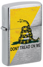 Zippo Dont Tread On Me Flag Design Brushed Chrome Windproof Lighter, 48118 picture