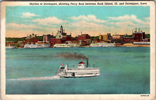 Postcard Ferry Boat Between Rock Island Ill & Davenport Iowa [cn] picture