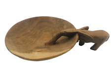 Vintage Wooden Handmade Elephant Bowl Dish Wood Carving picture