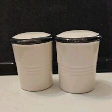 Rustic White With Black Trim Salt & Pepper Shakers  picture