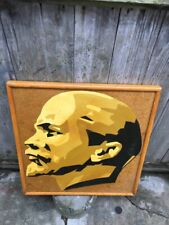 Wooden portrait of Vladimir Ilyich Lenin. Grandfather Lenin, soviet antique wood picture