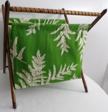 VINTAGE MCM MID CENTURY WOOD FABRIC KNITTING CROCHET CRAFTS FOLDING CARRY CADDY picture