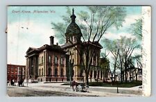 Milwaukee WI-Wisconsin, Courthouse, Horse & Buggy, Dome, c1907 Vintage Postcard picture