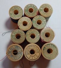 BELDING CORTICELLI Lot of 11 Antique COTTON THREAD on Wooden Spools, Clean, Used picture