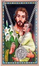 St. Joseph Round Medal Necklace with a Laminated Prayer Card picture