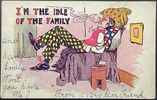 Man Smoking I'm the Idle of the Family Vintage UDB Postcard Unposted w/ Writing picture