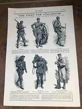 ww1 full page print . types of italian fighting men ( illustrated ) picture