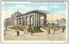 1913 Antique Postcard Of Pergola And Conservatory Washington Park Chicago IL. picture