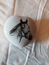 Porcelain Horse Head Trinket Box Heart Shape picture