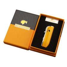 Travel 3 Torch Flame Cigar Lighter Windproof Refillable Gas Portable Gift Yellow picture