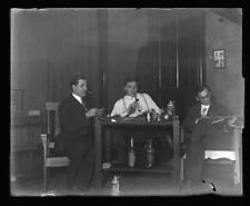 c. 1910's Three Men Drinking, Smoking, Playing Cards Glass Plate Negative picture