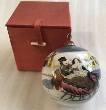 Li Bien Victorian Winter Sleigh Horse Reverse Hand Painted Glass Ornament w Box picture