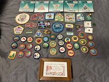 GIRL SCOUT MERIT BADGE PATCH LOT OF 56 + GIRL SCOUTS PROMISE TRINKET BOX picture