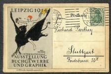 LEIPZIG GERMANY BOOKS & GRAPHICS INTERNATIONAL EXPO POSTCARD 1914 picture