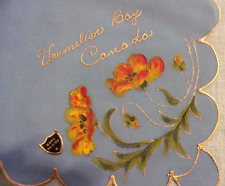 Vintage Vermillion Bay Ontario Canada Souvenir Hand Painted Handkerchief Hanky picture