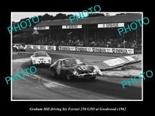 OLD LARGE HISTORIC PHOTO OF GRAHAM HILL DRIVING FERRARI 250 GTO AT GOODWOOD 1962 picture