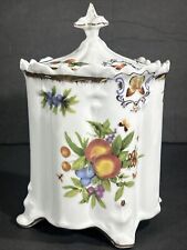 Vtg Godinger & Co. Canister Biscuit Jar Butterfly Ladybug Bee Peaches Gold Trim picture