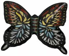 Ceramic Butterfly Handmade Glazed Signed Art 5x5in Decor Vintage VTG picture