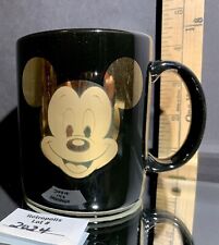Vintage Disney Mickey Mouse Black Ceramic Coffee Mug with Gold Mickey picture