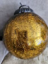 Kugel Style Glass Christmas Ornament  Gold Copper Heavy crackle 5