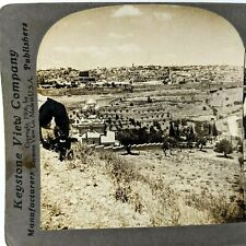 1906 Jerusalem Palestine Mount Olives Real Photo Stereoview Birds Eye Israel V1 picture