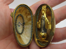 SCARCE ANTIQUE CATHOLIC MOTHER OF PEARL SHELL TRAVEL ALTAR SAINT MARY STATUETTE picture