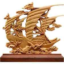 Smooth Sailing Sailboat Ornament Solid Wood Carving Crafts Best Decorations picture