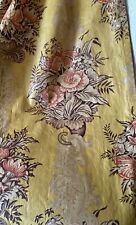 Rare Antique Early 19th C English Cornucopia Floral Chintz Cotton Fabric~Mustard picture